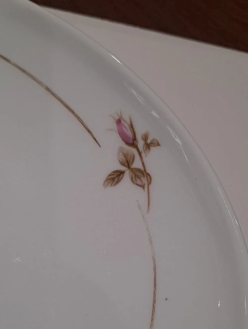 VINTAGE White Floral Porcelain Serving Platter with Pink Roses